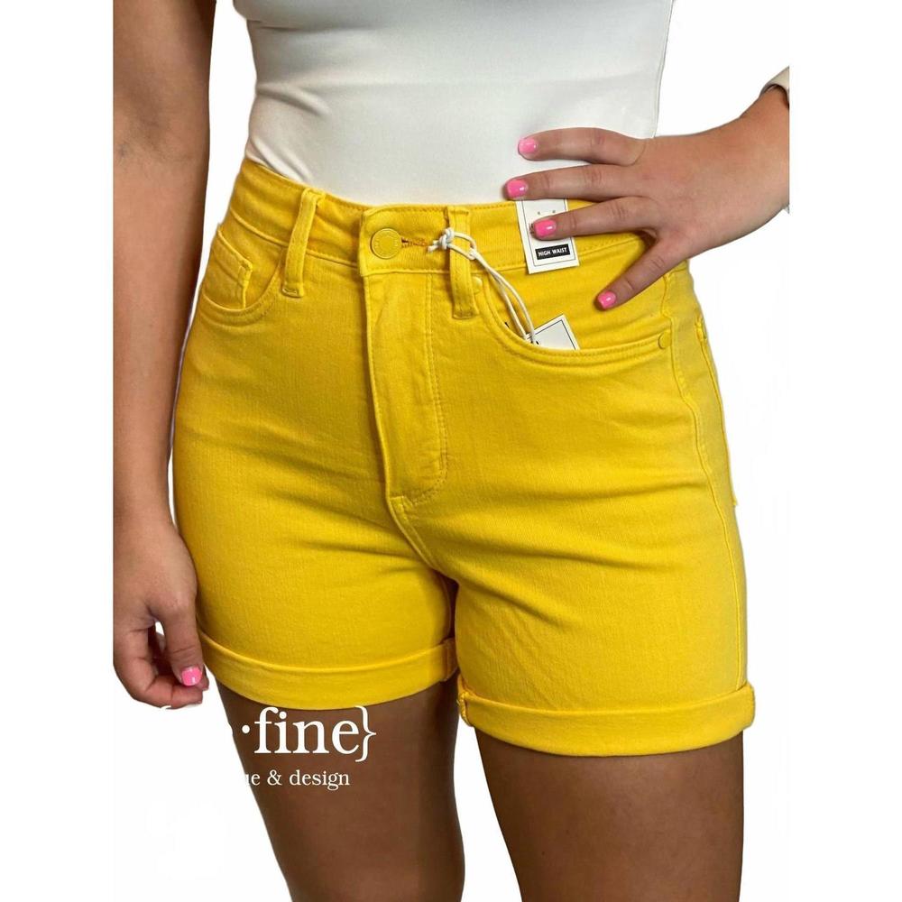 NEW JUDY BLUE tummy control shorts in regular & curvy in yellow